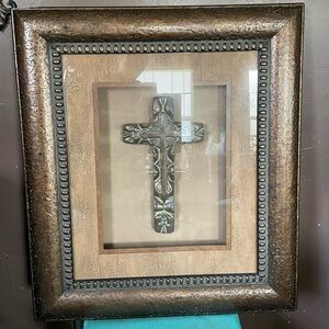 Decorative Black Iron Cross 32x29 framed